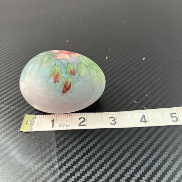 Vintage Porcelain Hand Painted Pink Rose Egg Easter Floral - Picture 9 of 10